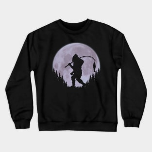 Bigfoot Fishing Moon Funny Sasquatch And Fish Crewneck Sweatshirt